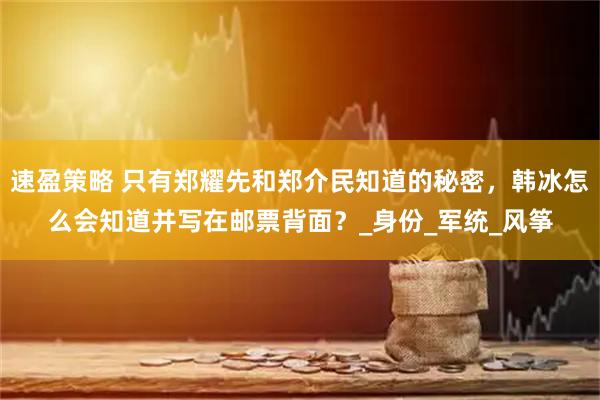 速盈策略 只有郑耀先和郑介民知道的秘密，韩冰怎么会知道并写在邮票背面？_身份_军统_风筝